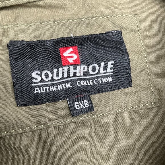 Southpole Shirt Men 6XB Green Camp Casual Zip Streetwear Short Sleeve Flaws - Picture 5 of 12